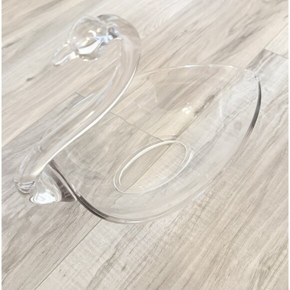 Vtg 1950s Duncan & Miller Clear Glass Swan Bowl Dish Lg Retro Centerpiece Read - Picture 3 of 13